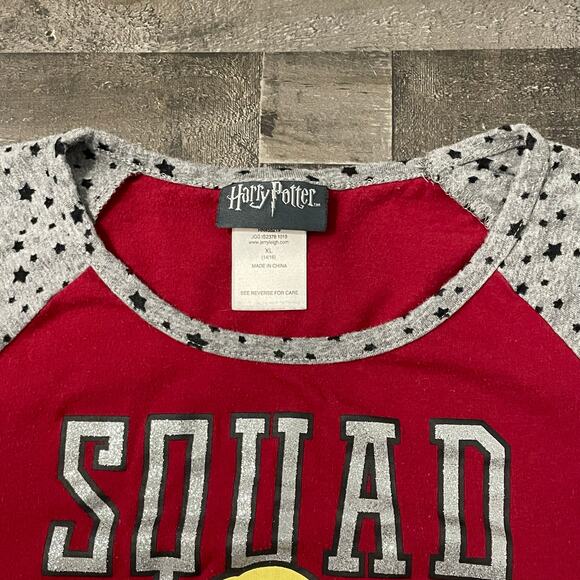 Harry Potter Red Raglan Sleeve Crew Neck Squad Goals Graphic T-Shirt Girls sz XL - Picture 4 of 8
